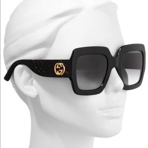 EUC GUCCI Gg01025/S Glitter Square Blk Sunglasses